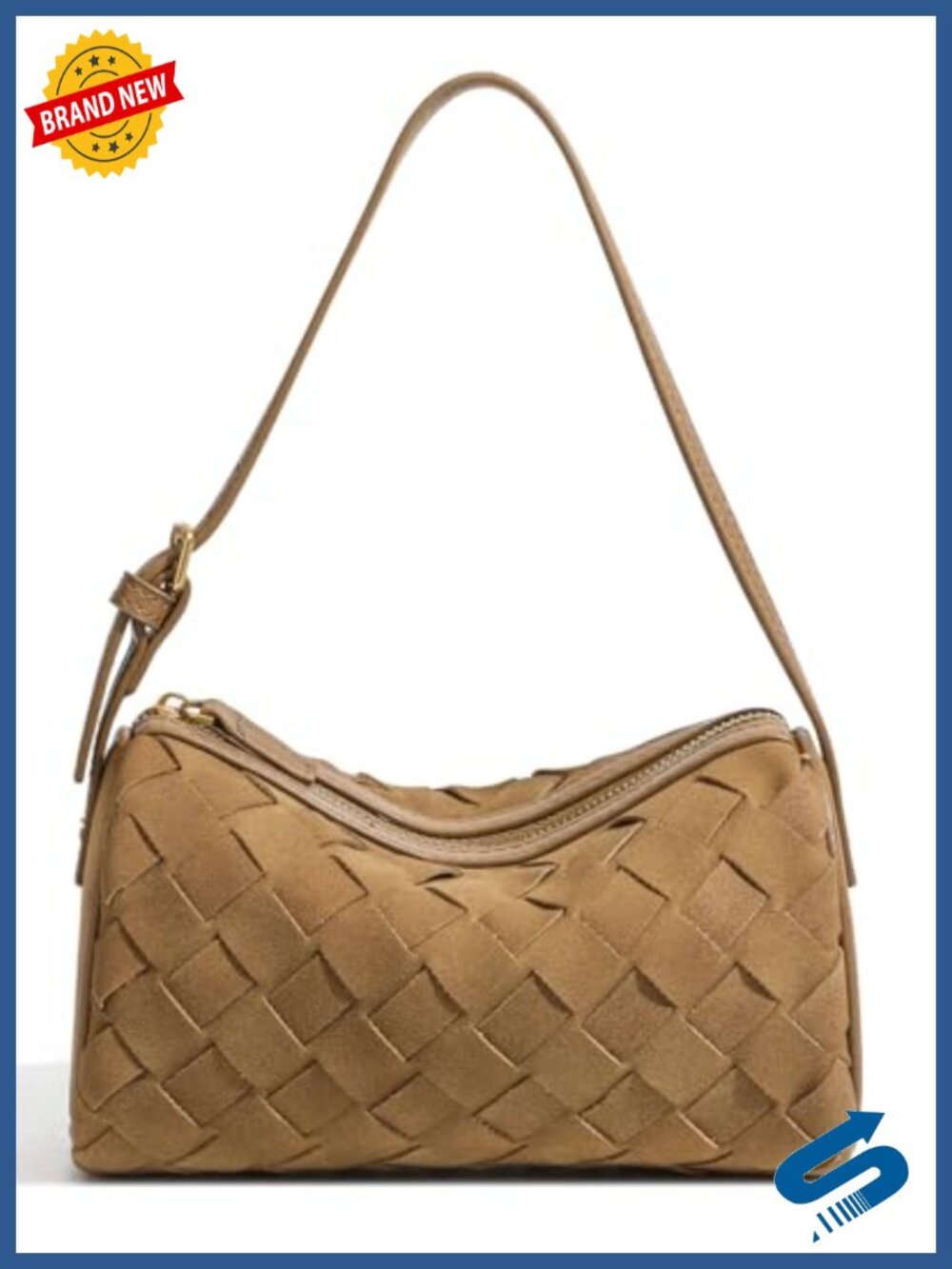 Woven Faux Suede Hobo Bag Crossbody Clutch Purse